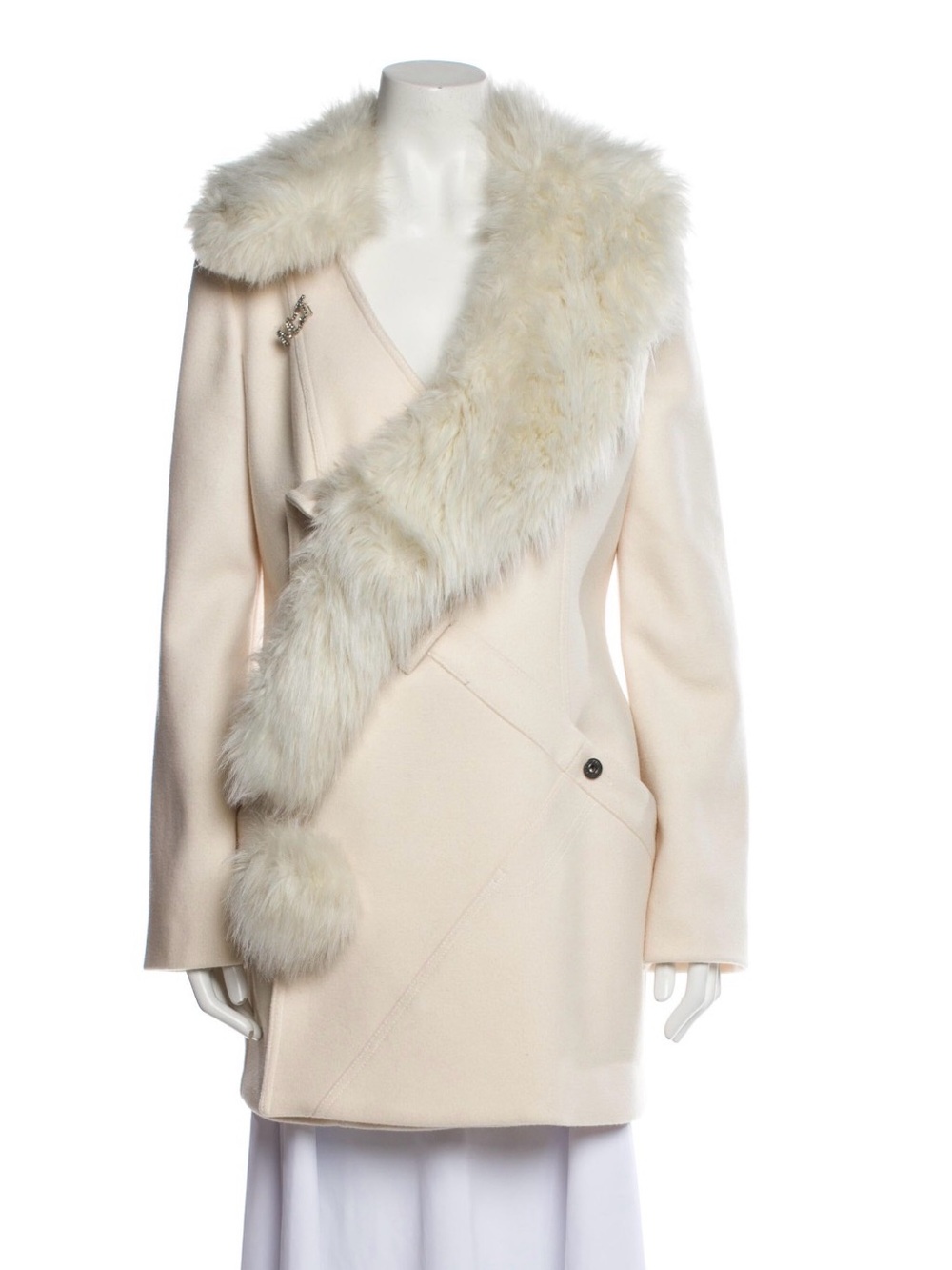 Vintage Moschino Jeans Question Mark Faux Fur Coat